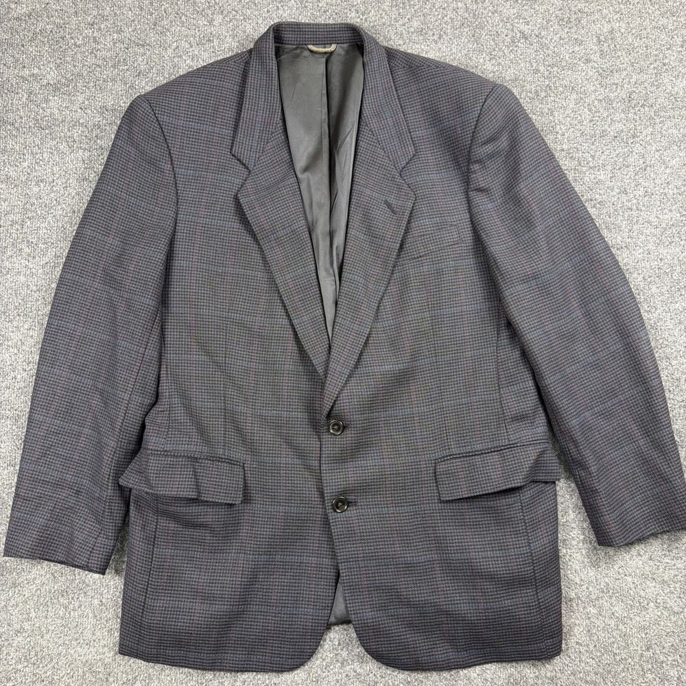 CHRISTIAN DIOR MONSIEUR VINTAGE mens black windowpane Wool sport coat Size 44R